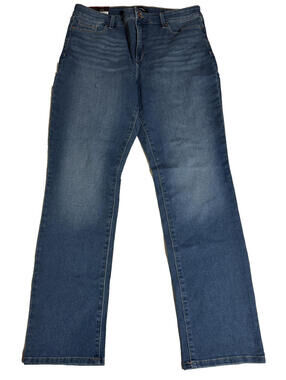 Bandolino Amy Modern Straight Jeans Lauryn Blue Slimming Womens Size 14 NEW! NWT